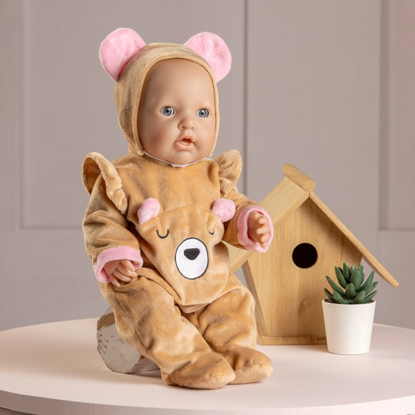 Ivy & Lily Bear Romper With Hat 43Cm