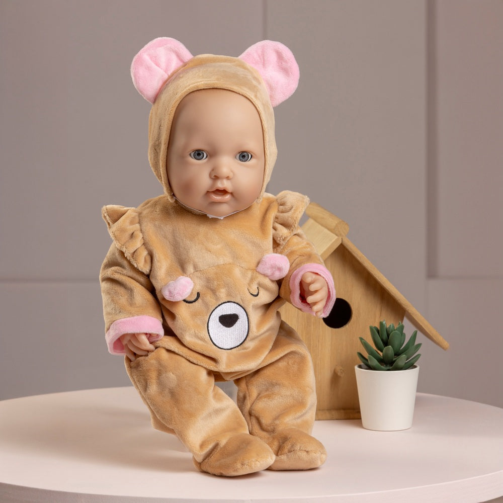 Ivy & Lily Bear Romper With Hat 43Cm