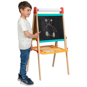 2-In-1 Wooden Easel Chalkboard And Whiteboard With Accessories