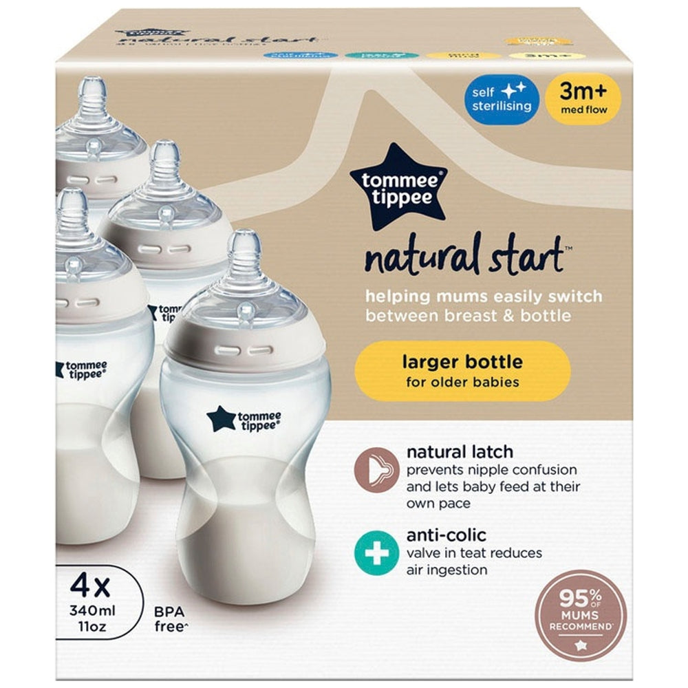 Tommee Tippee Natural Start Anti-Colic Baby Bottle 340Ml 4 Pack