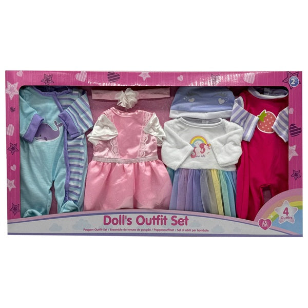 Dolls 4 Pack Outfit Set 43Cm