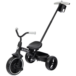 Q Play Elite Pro 2-In-1 Trike With Push Bar Black