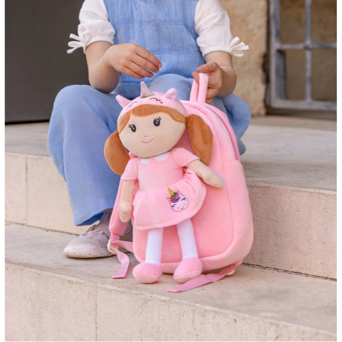 Ivy & Lily Plush Backpack And Rag Doll Pink 30Cm