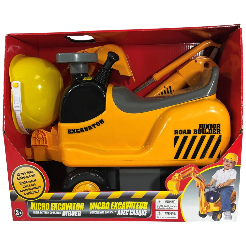 Micro Excavator Ride On And Hard Hat
