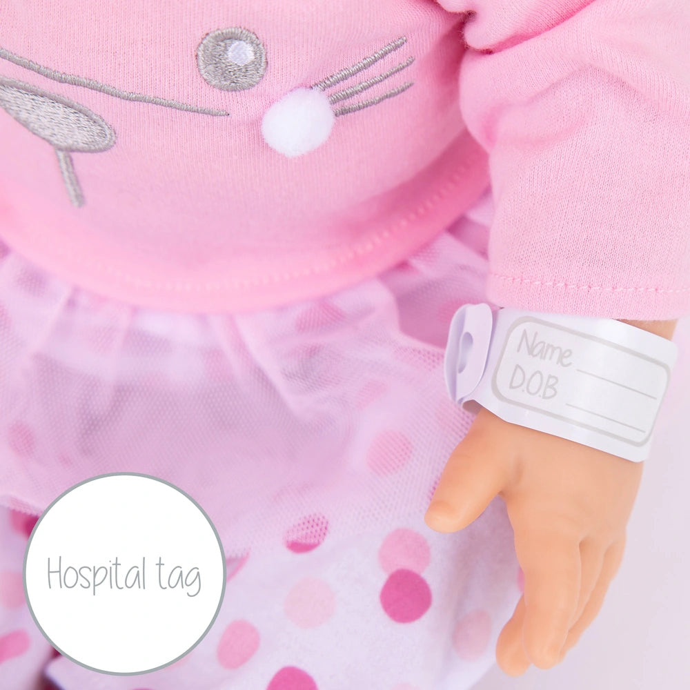 Tiny Treasures 44Cm Weighted Reborn Baby Doll In Pink Bunny Outfit