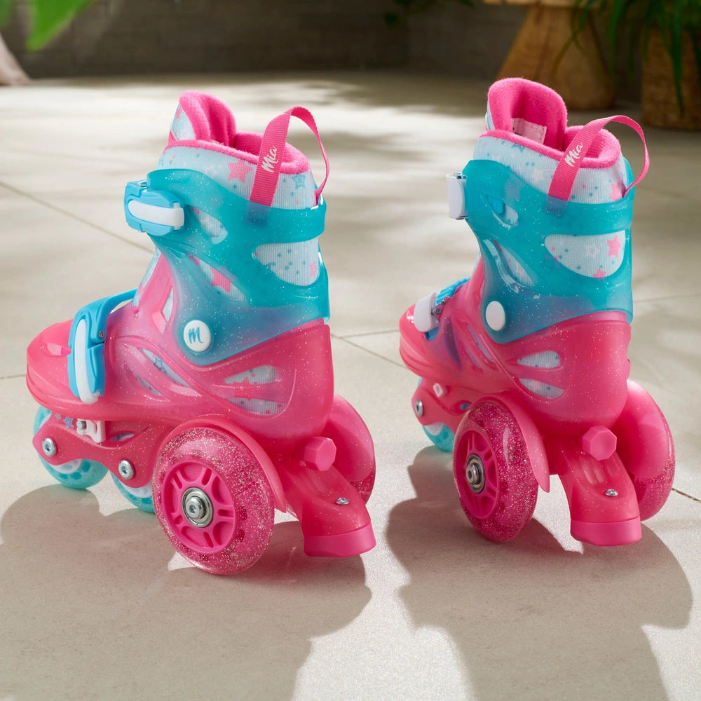 Mia Training Inline Skates With Led Wheels Glitter Pink Uk Size 9 - 12