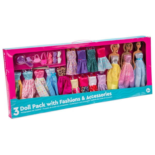 Fashion Dolls With Clothes And Accessories 3 Pack