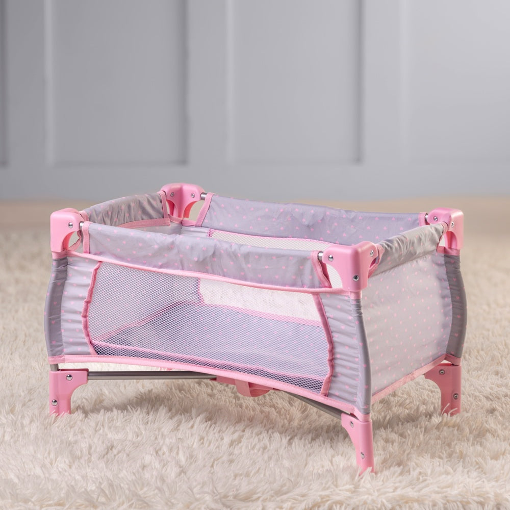 Dolls Nursery Set In Pink Heart Print