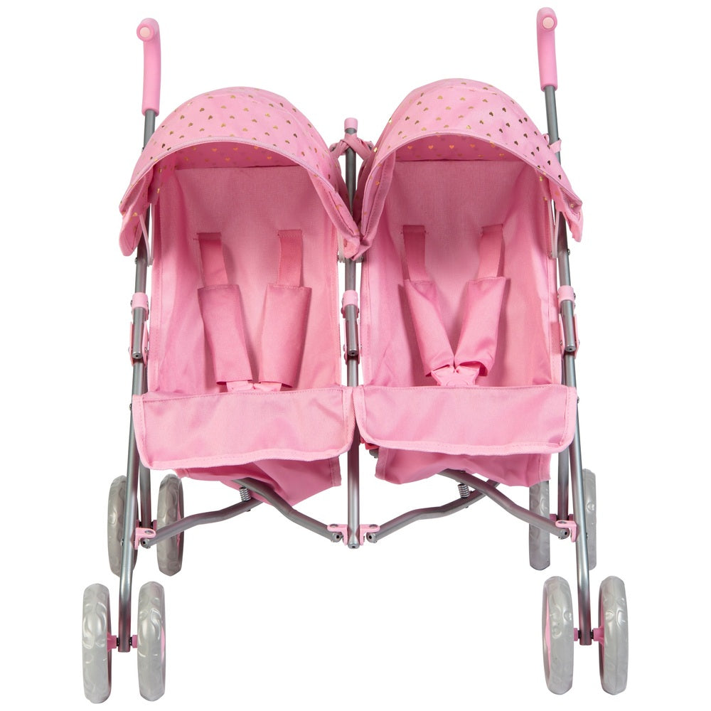 Side By Side Twin Doll Stroller In Pink