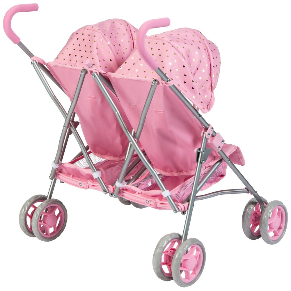 Side By Side Twin Doll Stroller In Pink