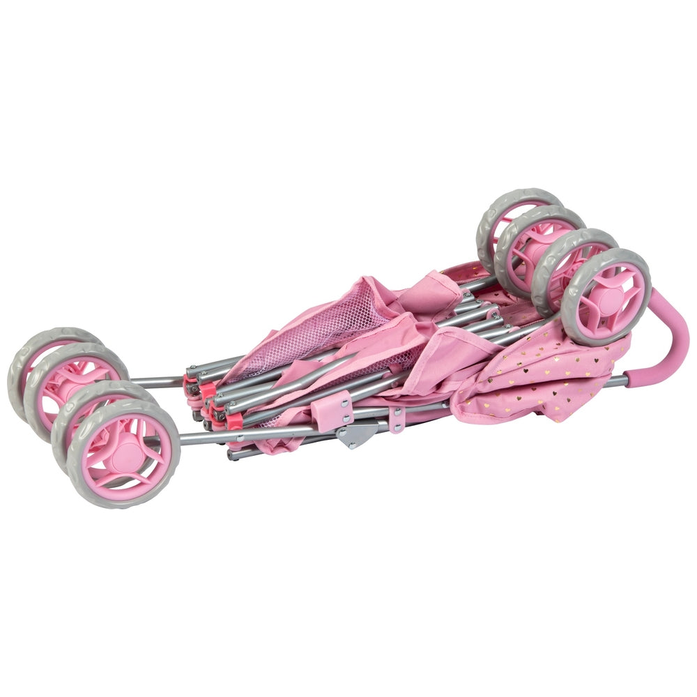 side by side double doll stroller Side By Side Twin Doll Stroller In Pink