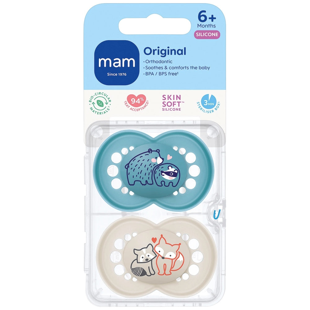 Mam 6 Months+ Original Dummies 2 Pack Blue