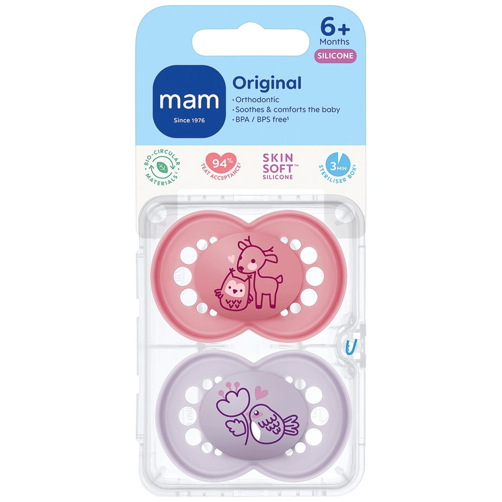 Mam 6 Months+ Original Dummies 2 Pack Pink