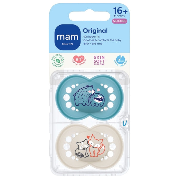 Mam 16 Months+ Original Dummies 2 Pack Blue