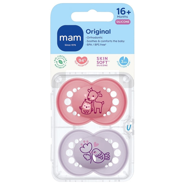 Mam 16 Months+ Original Dummies 2 Pack Pink