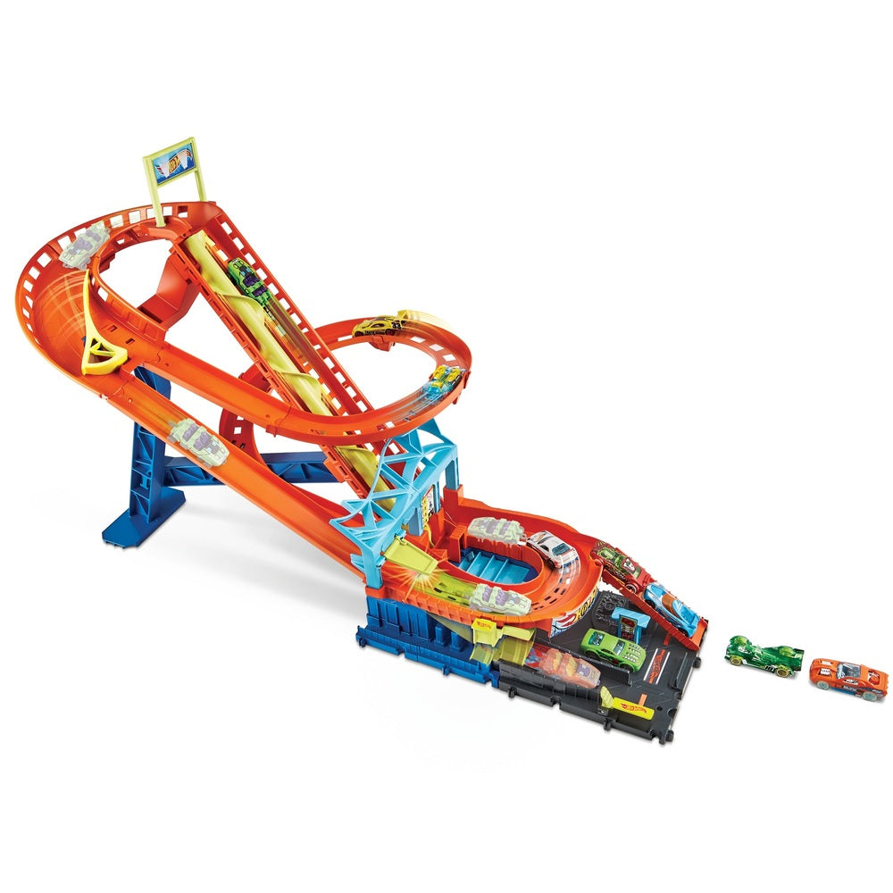 Hot Wheels City Roller Coaster Rally With 5 Diecast Vehicles