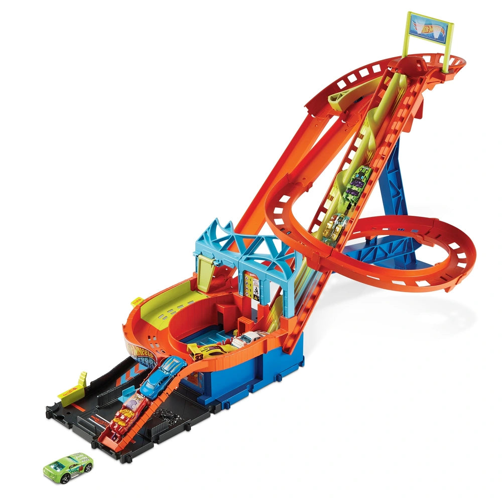 Hot Wheels City Roller Coaster Rally With 5 Diecast Vehicles