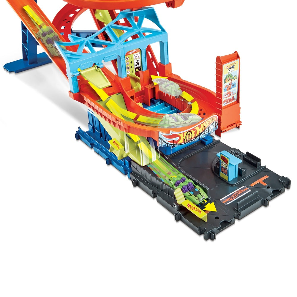 Hot Wheels City Roller Coaster Rally With 5 Diecast Vehicles