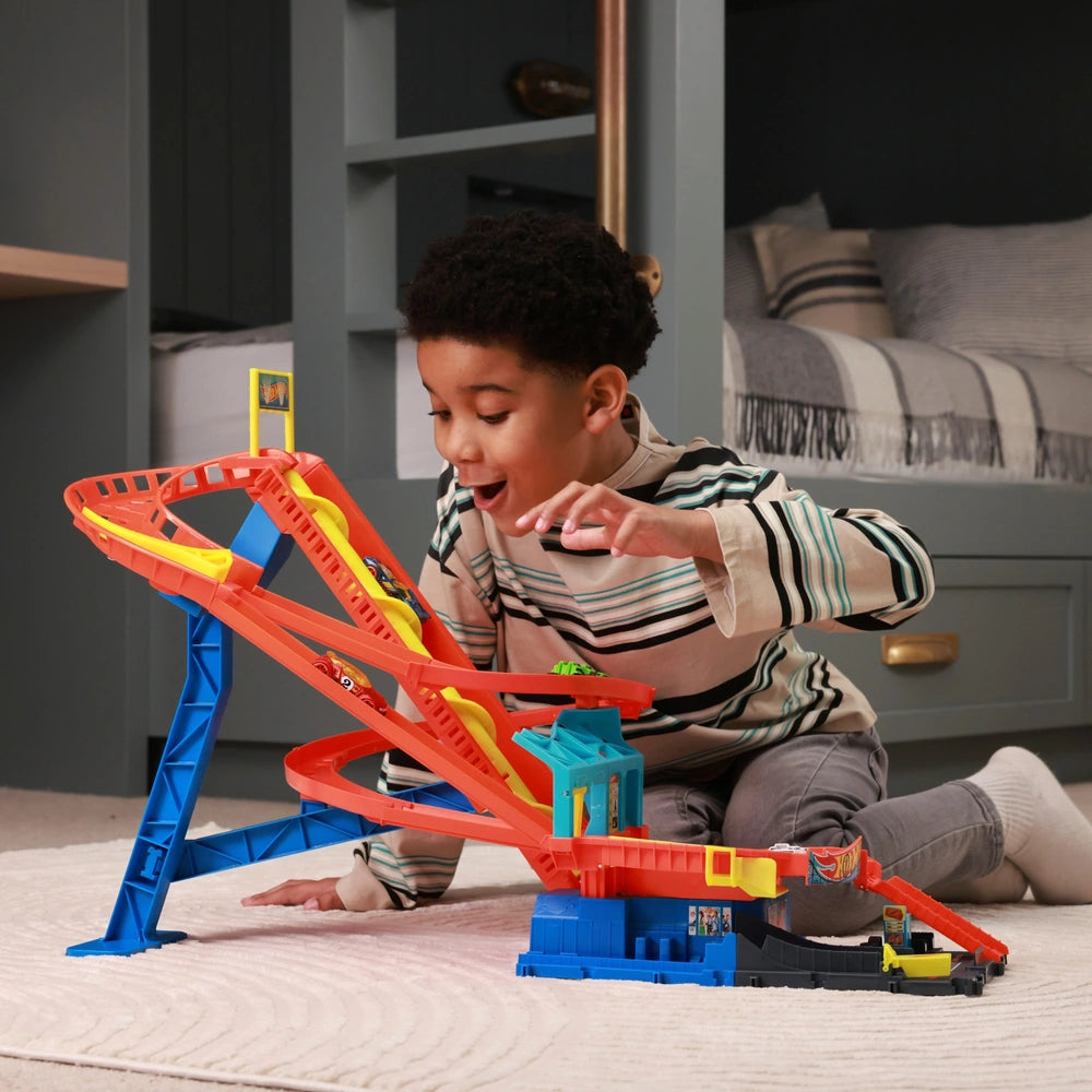 Hot Wheels City Roller Coaster Rally With 5 Diecast Vehicles