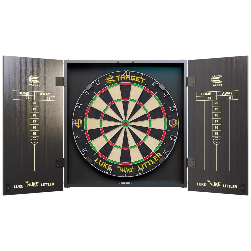 Luke Littler Dart Board And Cabinet Steel-Tip Brass Darts Set