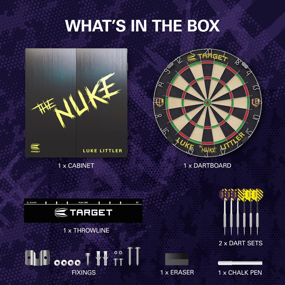 Luke Littler Dart Board And Cabinet Steel-Tip Brass Darts Set