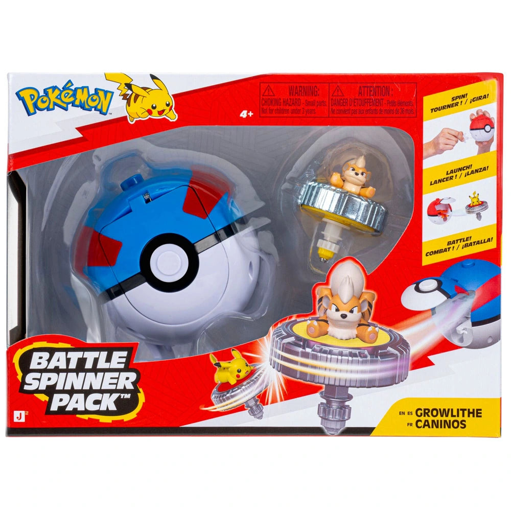 Pokémon Growlithe Battle Spinner Pack - Battle Spinner With Great Ball Spinner Launcher