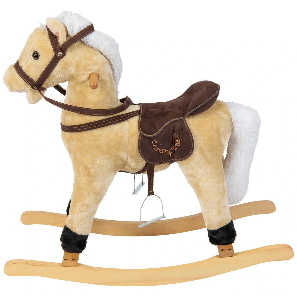 Beige Wooden Rocking Horse