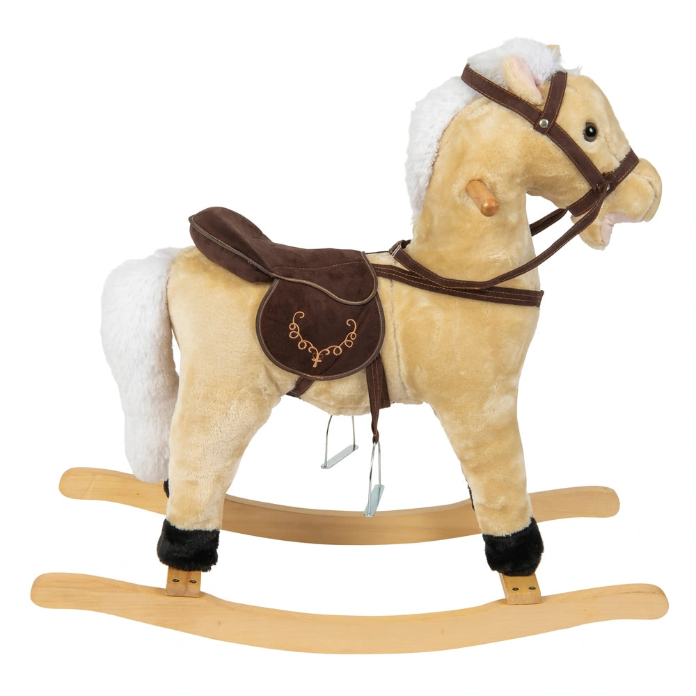 Beige Wooden Rocking Horse