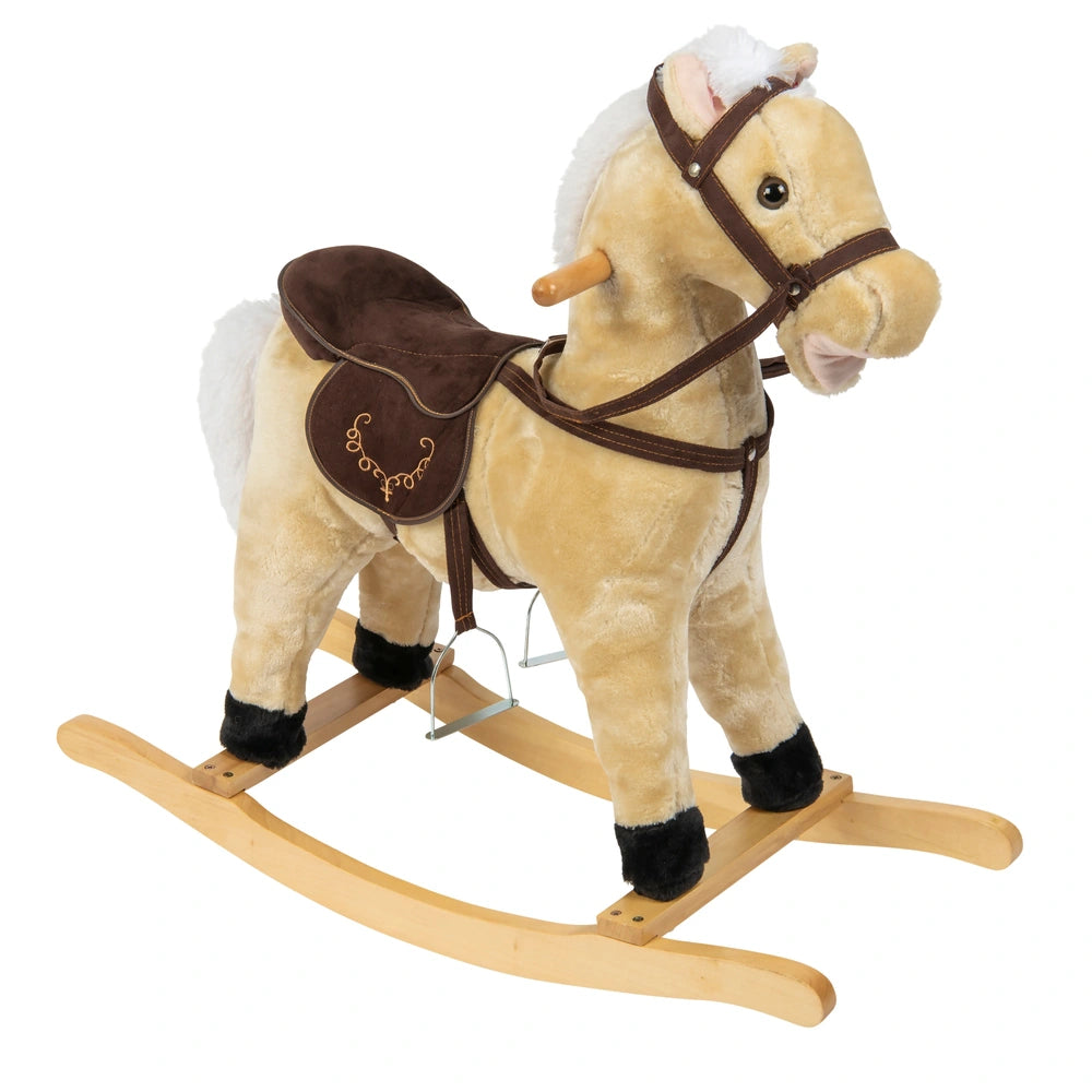 Beige Wooden Rocking Horse