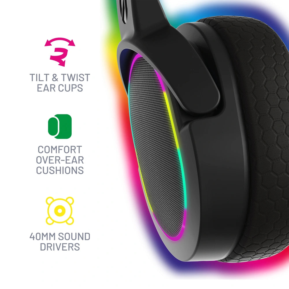 Stealth Panther Led Light-Up Multi-Format Gaming Headset - Black