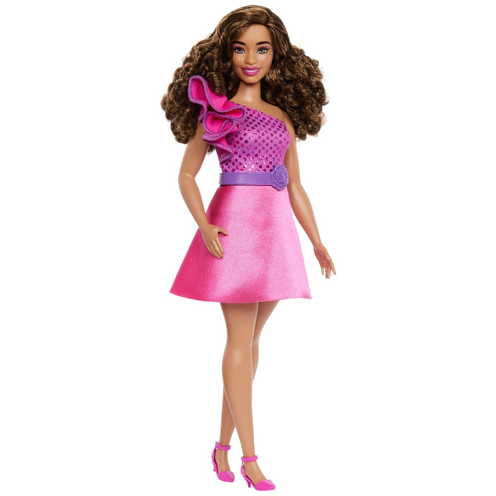 Barbie Fashionista Doll 225 With Brown Hair And Pink Dress