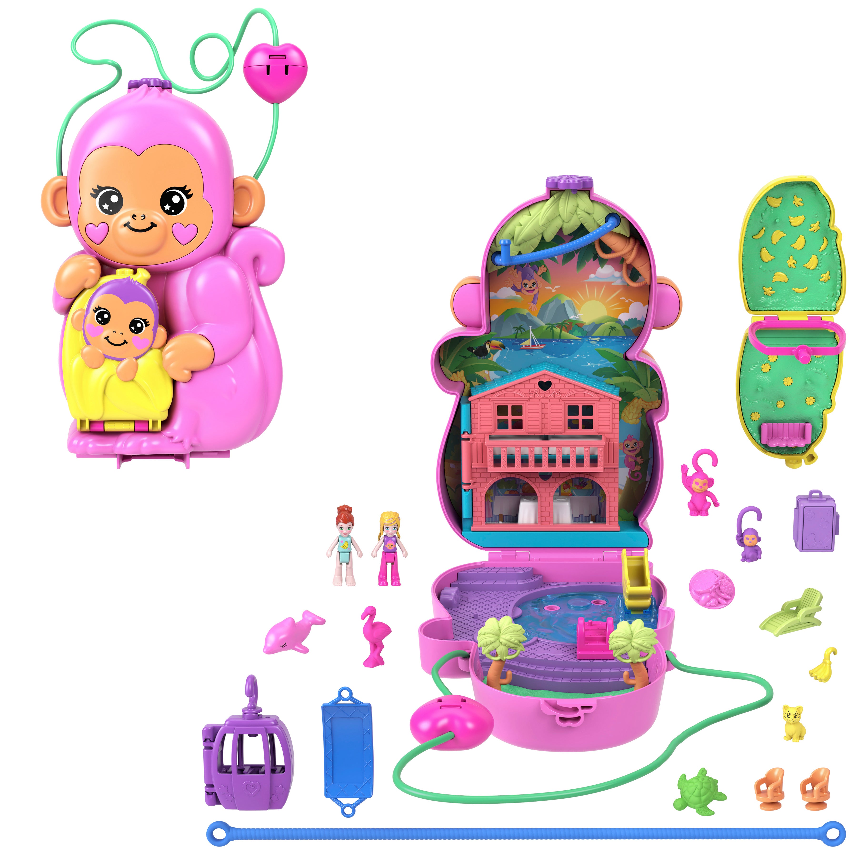 Polly Pocket Large Wearable Momma Monkey And Baby Playset