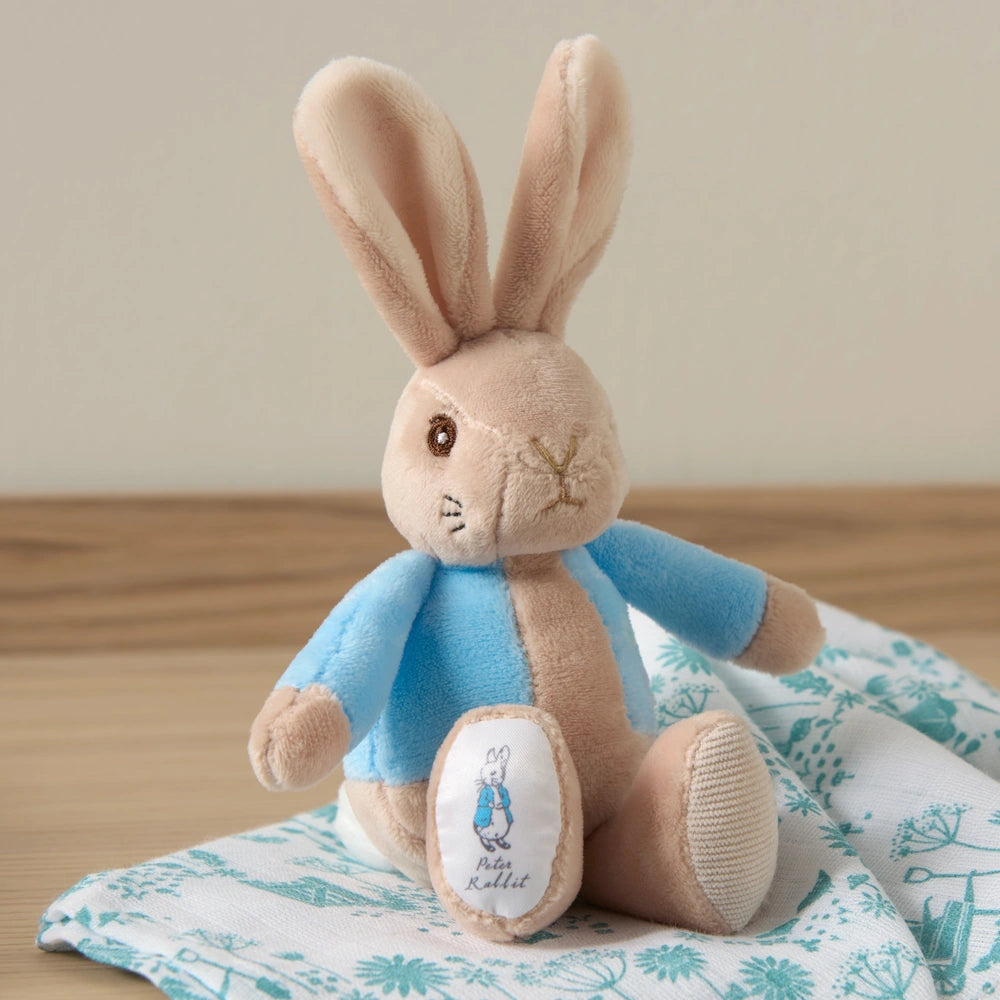 Peter Rabbit Soft Toy And Cotton Muslins Baby Gift Set
