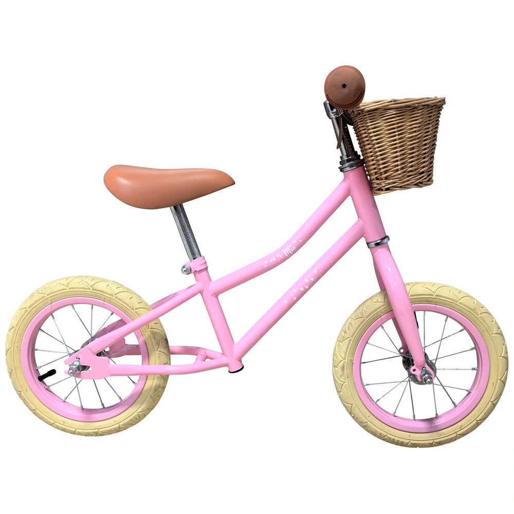 12 Inch Mia Balance Bike With Basket Pink