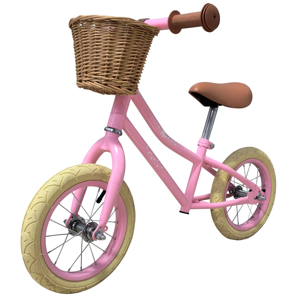 12 Inch Mia Balance Bike With Basket Pink