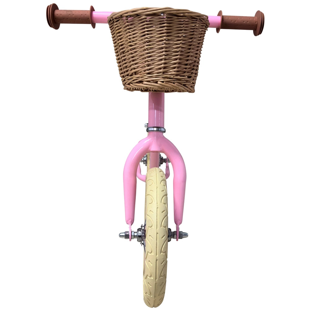 12 Inch Mia Balance Bike With Basket Pink