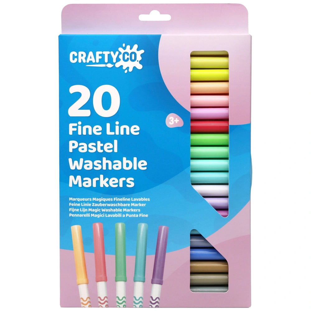 Crafty Co. Fine Line Pastel Washable Markers 20 Pack
