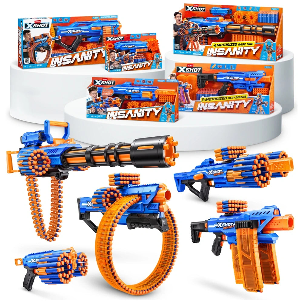 Xshot Insanity Motorised Clip Mania Blaster 72 Darts By Zuru