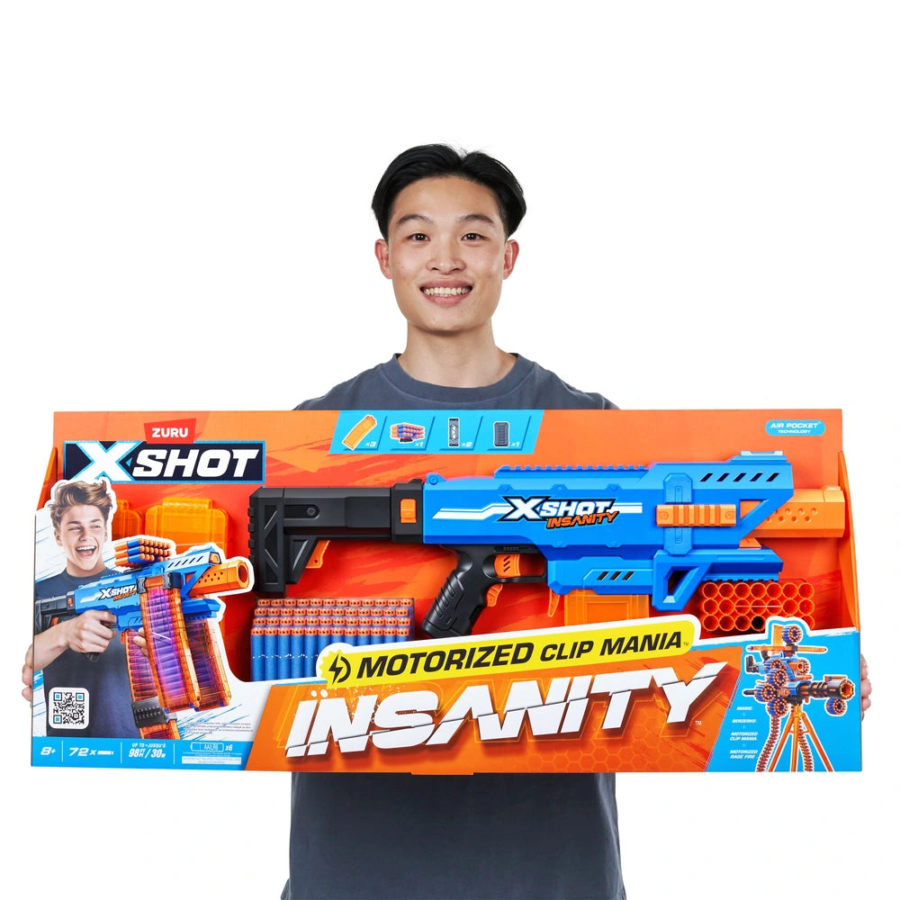 Xshot Insanity Motorised Clip Mania Blaster 72 Darts By Zuru