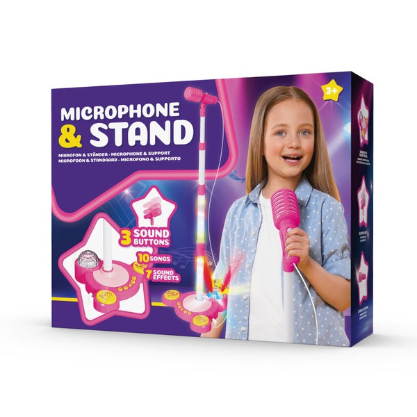 Microphone And Stand Set With Lights And Sounds Pink