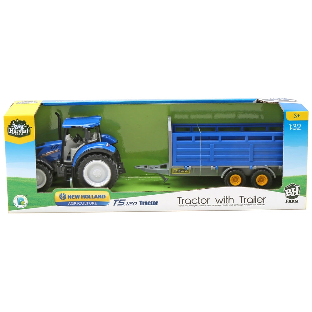 New Holland T5 Tractor With Trailer 1:32 Scale