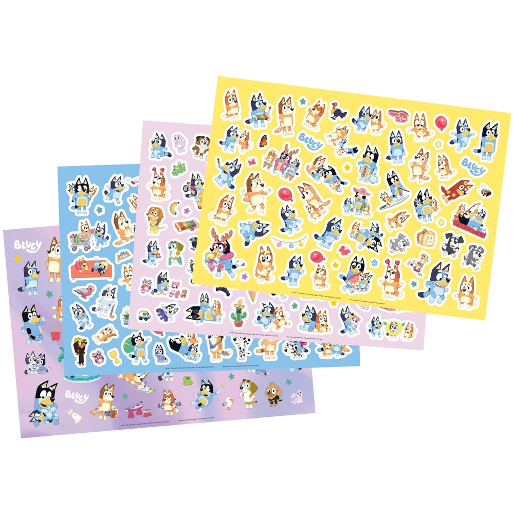 Bluey Colouring Pages Sticker Pad With 250 Reusable Stickers