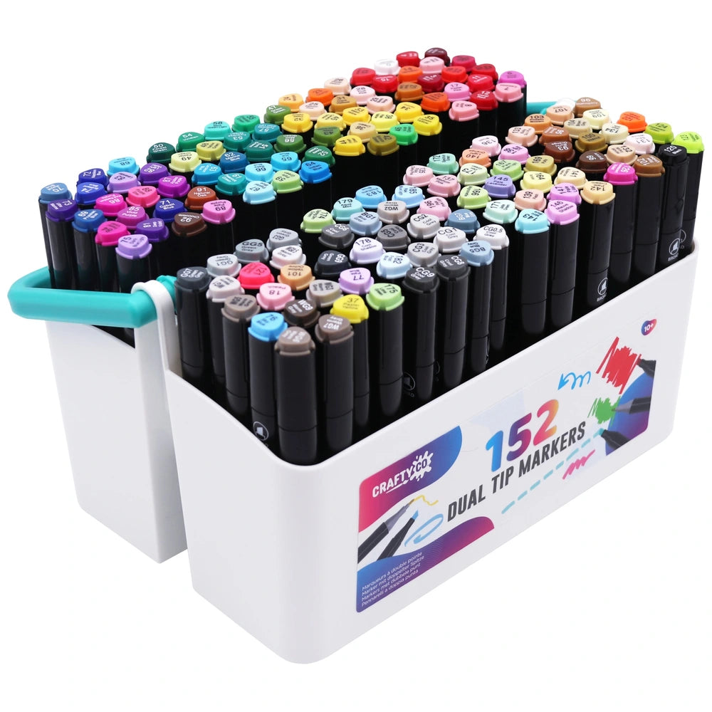 Crafty Co. Dual Tip Twin Markers With Storage Case Set 152 Piece