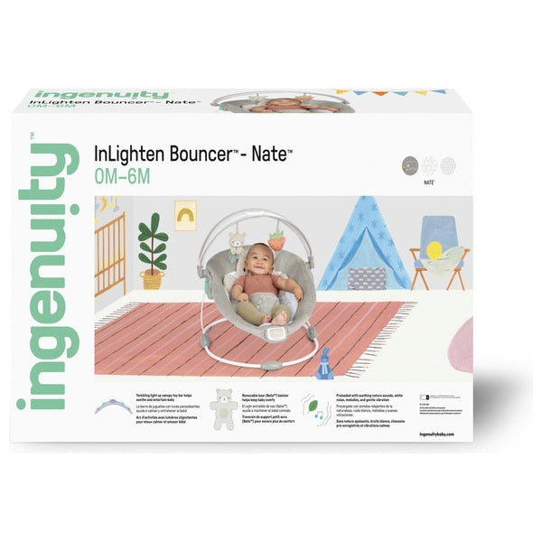 Ingenuity Inlighten Bouncer Seat With Light Up Toy Bar – Nate The Little Bear
