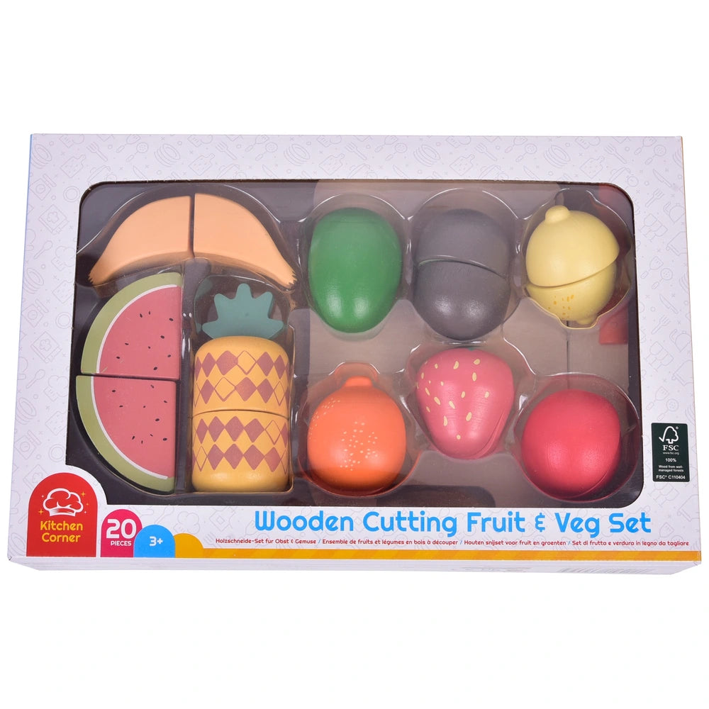 Kitchen Corner Wooden Self-Fastening Cutting Fruit & Veg Set
