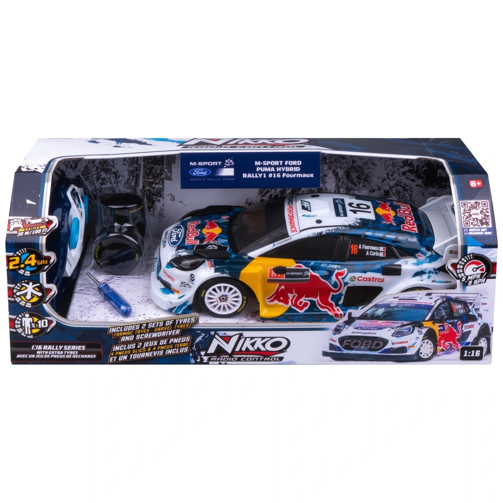 Remote Rally Set Nikko Red Bull Rally Remote Control Car M-Sport Ford Fourmaux 1:16 Sca
