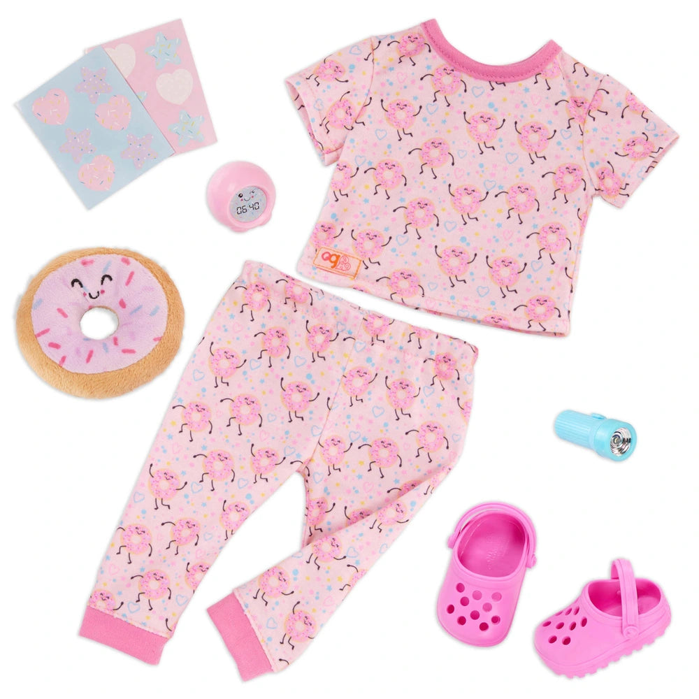 Our Generation Deluxe Pjs And Plush Dreaming Of Donuts Outfit