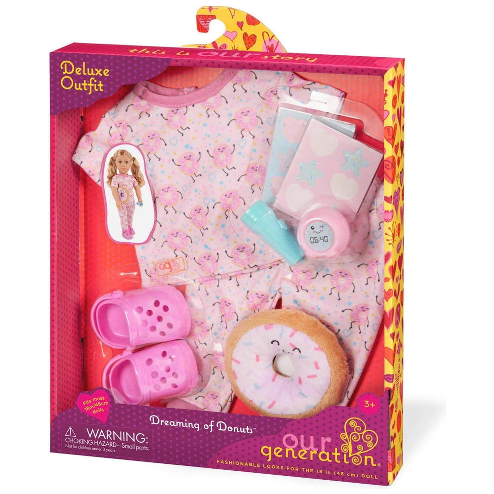 Our Generation Deluxe Pjs And Plush Dreaming Of Donuts Outfit