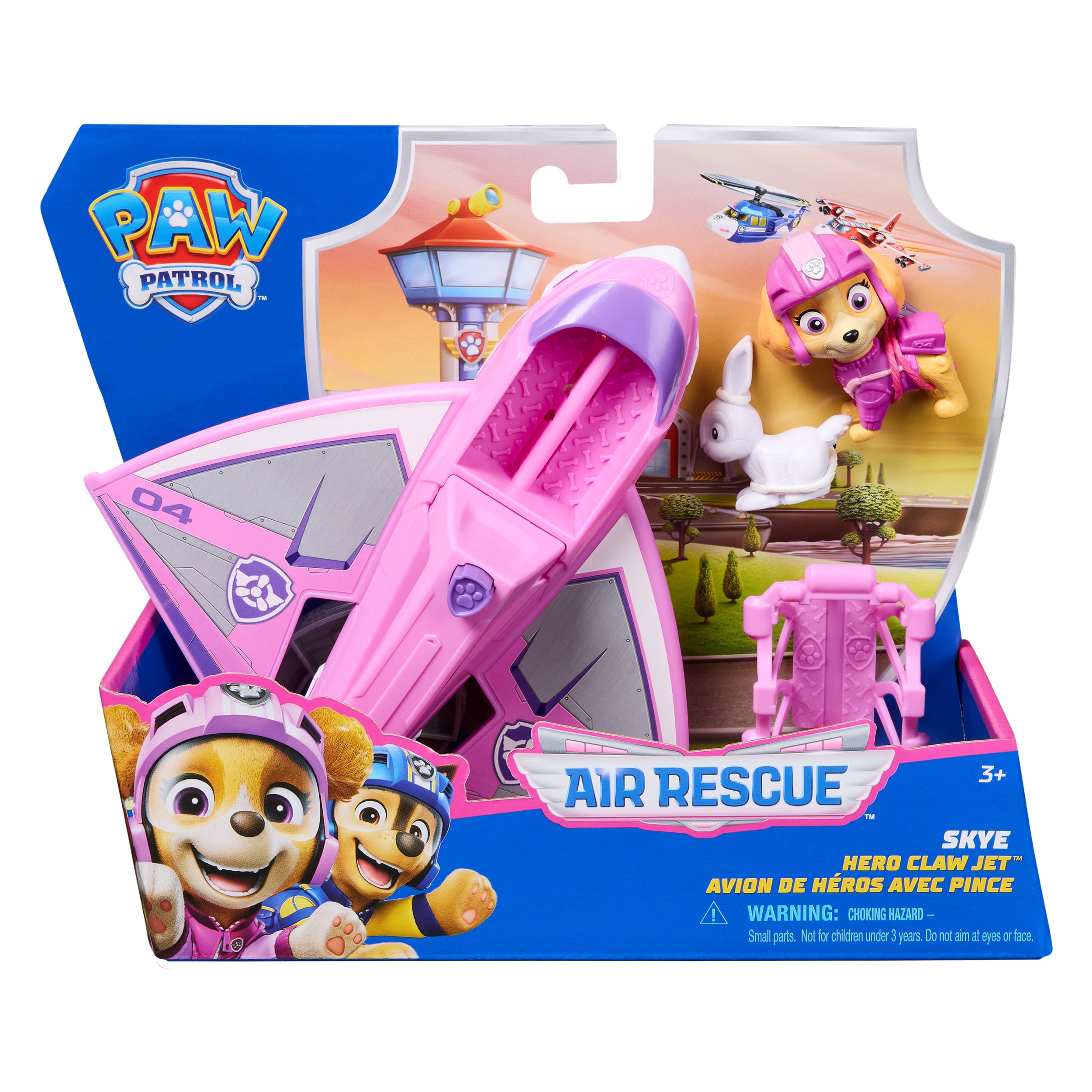 Paw Patrol: Air Rescue Skye Action Figure & Hero Claw Jet Plane With Retractable Claw, Rescue Basket & Bunny