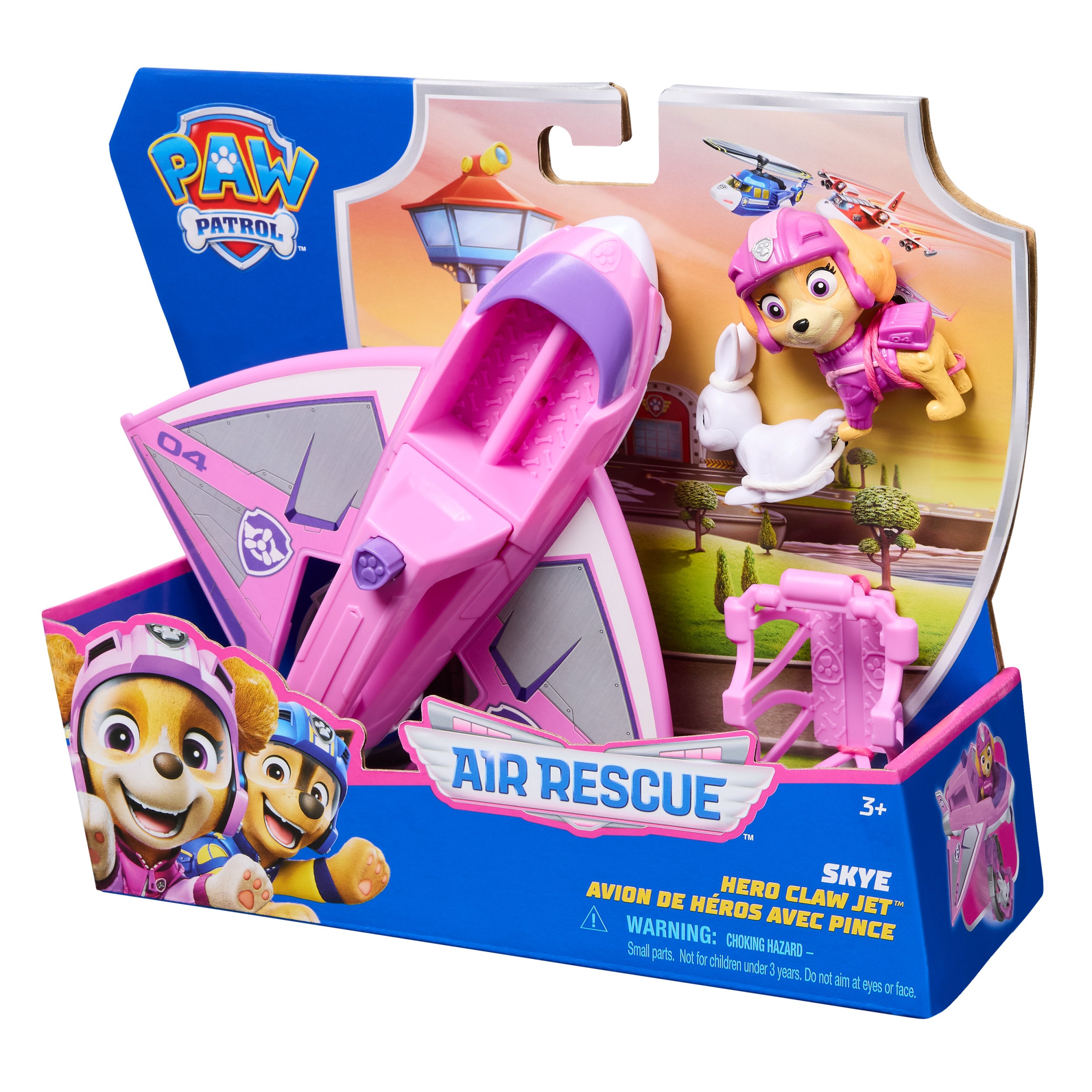 Paw Patrol: Air Rescue Skye Action Figure & Hero Claw Jet Plane With Retractable Claw, Rescue Basket & Bunny